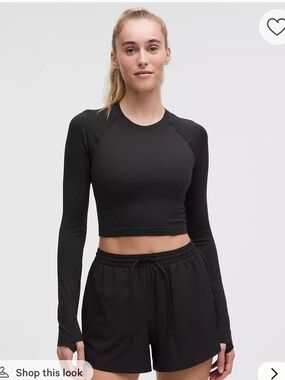 lululemon athletica Black Long-Sleeve Crop Top